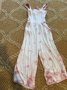 Nordstrom’s Girls White and Pink Tie-Dye Wide-Leg Jumpsuit SO CUTE!! 10-12